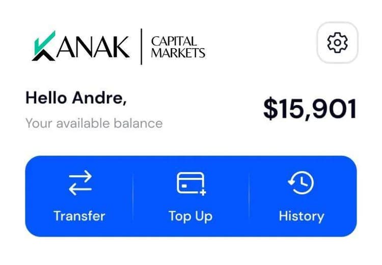 Kanak Capital Markets account balance interface